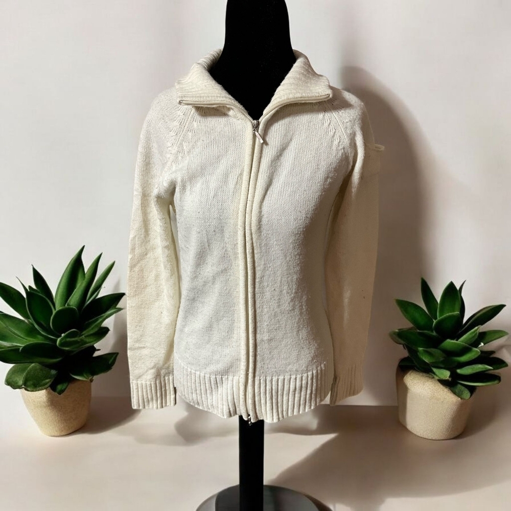Zara Women’s Full Zip Knit Sweater/Cardigan Acrylic and Wool Blend Size Large